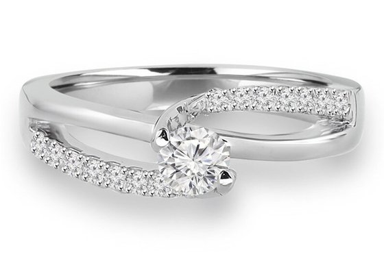 Anel de diamante com lapidação redonda, anel de ouro maciço com diamante de 0.46ct 5mm