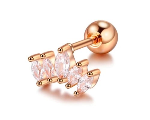 16g Forma de Corona de Oro Cuerpo Piercing Joyería Pendientes 6mm Longitud Con Mq Diamante