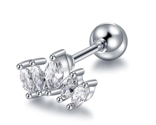 16g Forma de Corona de Oro Cuerpo Piercing Joyería Pendientes 6mm Longitud Con Mq Diamante