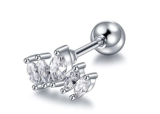 16g Forma de Corona de Oro Cuerpo Piercing Joyería Pendientes 6mm Longitud Con Mq Diamante