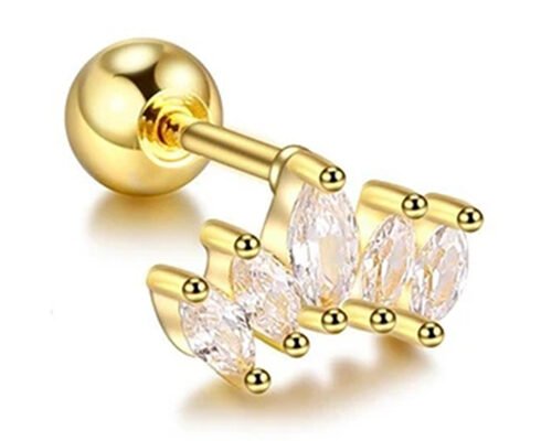 16g Forma de Corona de Oro Cuerpo Piercing Joyería Pendientes 6mm Longitud Con Mq Diamante