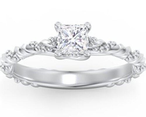 Prinzessinnenschliff Echte Diamanten Schmuck Ring Twisted Rope Style 6×6mm Größe OEM