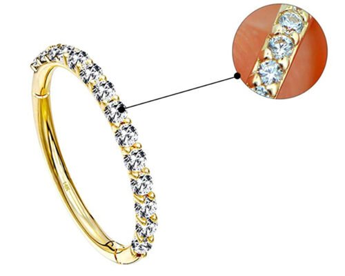 Hoop Shape 16g Gold Cartilage Earrings 1.2×8mm Size for Wedding