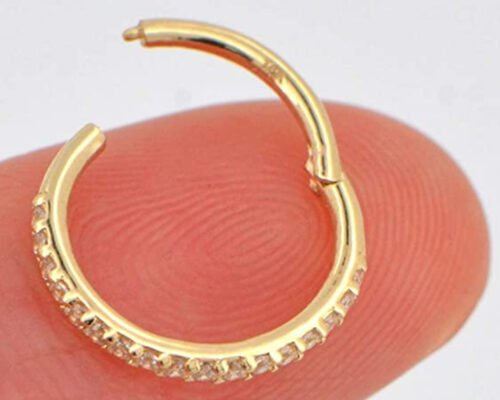 Hoop Shape 16g Gold Cartilage Earrings 1.2×8mm Size for Wedding