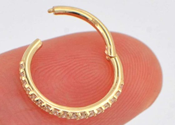 Hoop Shape 16g Gold Cartilage Earrings 1.2×8mm Size for Wedding