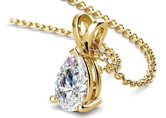 Colares em Ouro 14k com Corte de Pera 0.84ct e Pingente Vintage 8×5mm