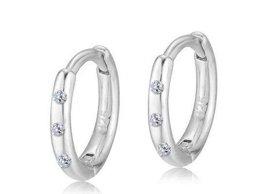 0.06ct Diamond Huggie Hoop Earrings 8mm 7mm 6mm size 1.3-1.5g Weight