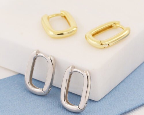 Oval Hoop 9K Gold Earrings 2mm Thickness With 6x10mm Inner Diameter