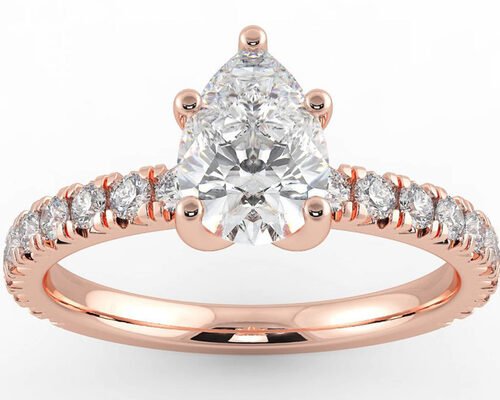 Wedding18K Rose Gold Ring Pear Cut 0.80ct DGC Certificate ODM