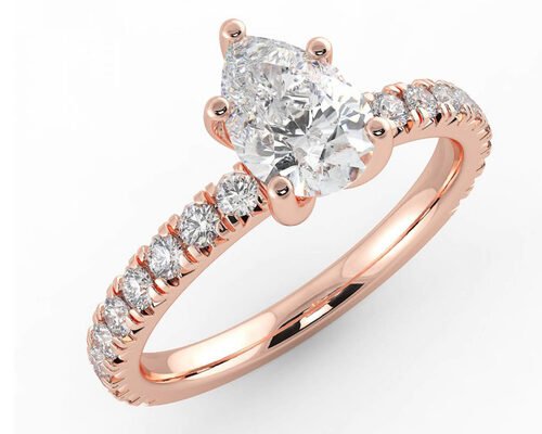 Wedding18K Rose Gold Ring Pear Cut 0.80ct DGC Certificate ODM
