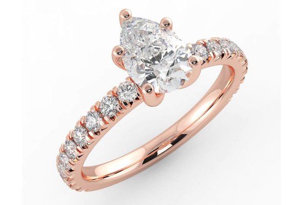 Wedding18K Rose Gold Ring Pear Cut 0.80ct DGC Certificate ODM