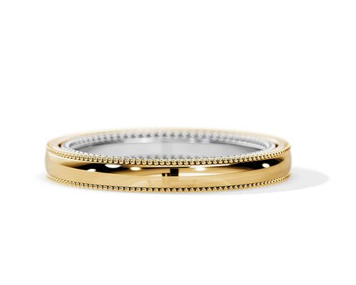 ODM 2 Tone Gold Engagement Rings , 4MM 5MM 6MM Gold Wedding Band Ring OEM