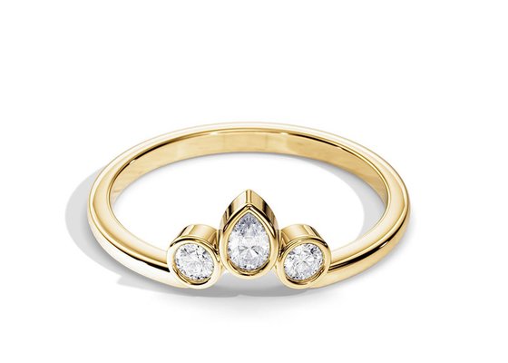 0.4CT Faixa de casamento em forma de V com anel de noivado, 2MM anéis de diamante empilháveis OEM