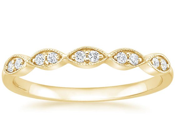 マーキスシェイプ14Kイエローゴールドジュエリーリング1mm〜2mmサイズバーセッティングタイプ