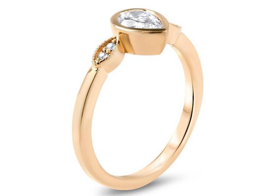 0.77carat 10k Gold Moissanite Ring , Gold Solitaire Engagement Ring 5×7mm Dimension