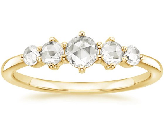 Different Size Rose Cut Diamond Engagement Ring , 0.49ct 4mm Diamond Ring