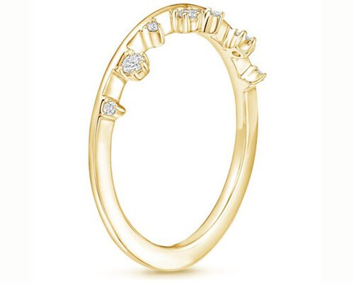 Aalternating Sizes 14K Yellow Gold Jewelry Ring With 0.15ct VS1 2mm Natural Diamond