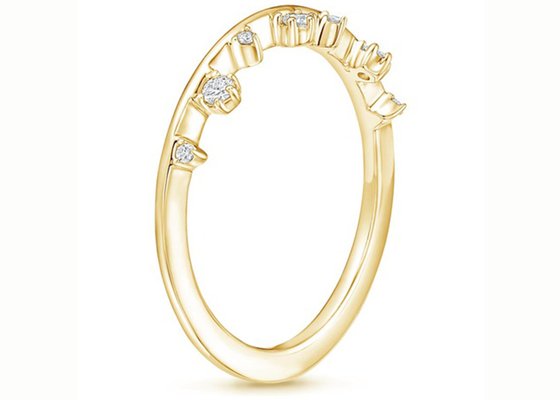 Aalternating Sizes 14K Yellow Gold Jewelry Ring With 0.15ct VS1 2mm Natural Diamond