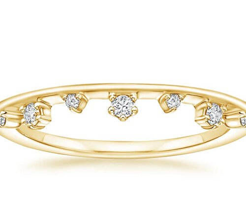 Aalternating Sizes 14K Yellow Gold Jewelry Ring With 0.15ct VS1 2mm Natural Diamond