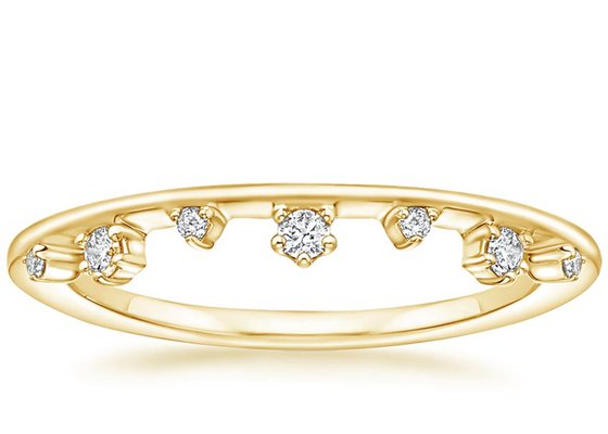 Aalternating Sizes 14K Yellow Gold Jewelry Ring With 0.15ct VS1 2mm Natural Diamond