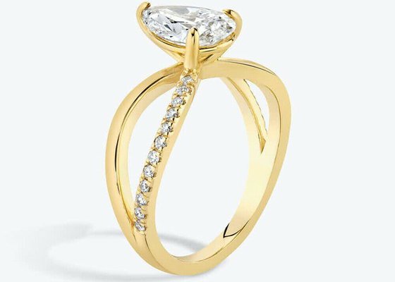 ペアカット9KイエローゴールドリングラボダイヤモンドRD 6×9mm 寸法