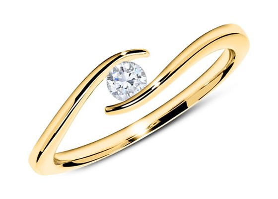 Solitaire 14k Yellow Gold Diamond Ring 1.5mm Round Cut With 0.10ct Diamond
