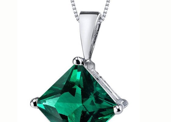2.2ct Natural Emerald Pendant Necklace Princess Cut 7×7mm size