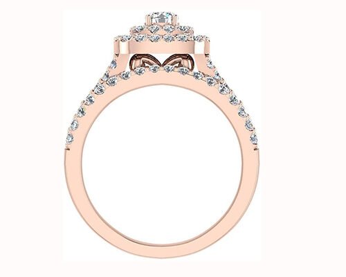 0.79CT 79PCS Diamond Engagement Wedding Rings Double Halo Style Cushion Shape