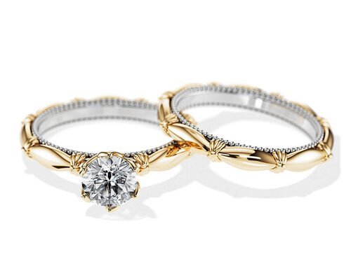 OEM Solitaire Diamond Engagement Wedding Rings Solid 18K Gold Material ODM