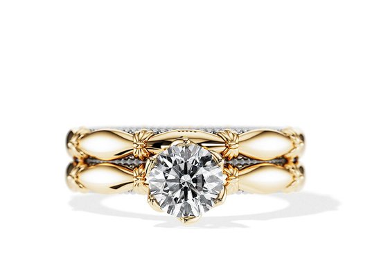 OEM Solitaire Diamond Engagement Wedding Rings Solid 18K Gold Material ODM