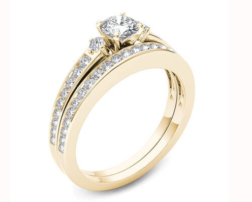 0.48CT Moissanite Diamond Engagement Wedding Rings 18K Gold Material